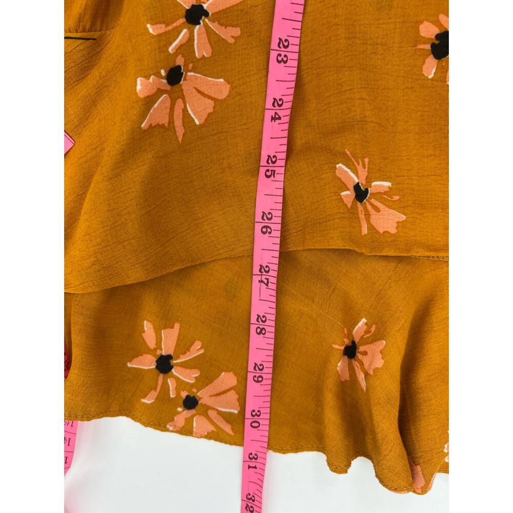 Anthropologie Faithfull belted botany High-Low Skirt in Floral Mustard Orange - Picture 7 of 10